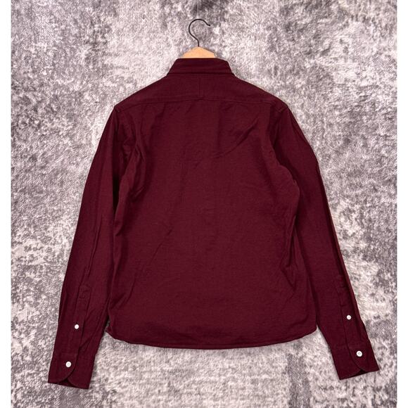 Proper Cloth Shirt Medium Mens Slim Fit Burgundy Pique Long Sleeve Button Down - Picture 3 of 7